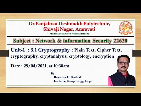 NIS-3.1  Cryptography (Plain Text, Cipher Text, Cryptology, Cryptanalysis, Encryption, Decryption)