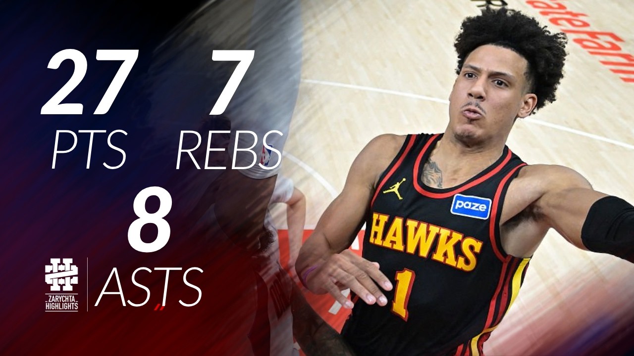 Jalen Johnson 27 pts 7 rebs 8 asts vs Mavericks 25/26 season