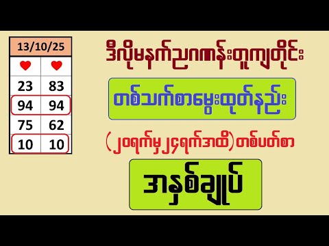94-94 / 10-10 မနက်ညဂဏန်းတူကျထားလို့ ဒီအပတ်အတွက် အနှစ်ချုပ်မွေးကွက်များ