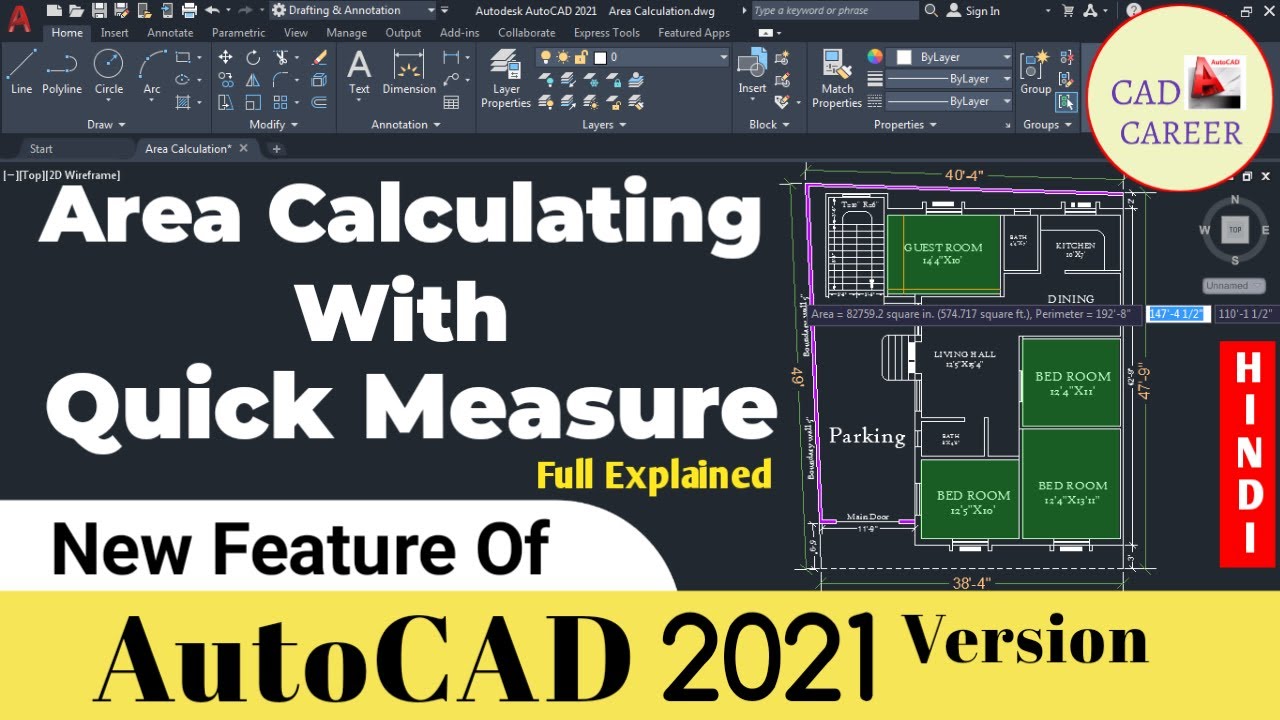 AutoCAD 2021 New Features: Quick Measure Tool for Easy Area Calculation 🛠️