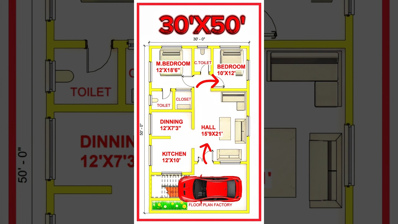 30x50 East-Facing Vastu Home Floor Plan 🏡