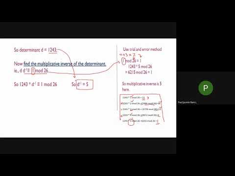 Cryptography & Network Security - Unit 1 - Hill Cipher - 22-07-20-Module 7- Session 3