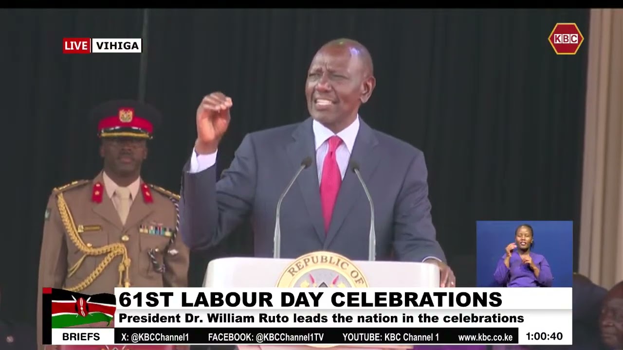 Ruto's Full Labour Day 2026 Speech in Vihiga