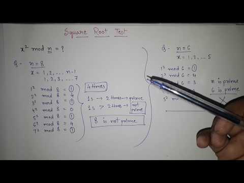 Sqare root test example for Primality test in Cryptography