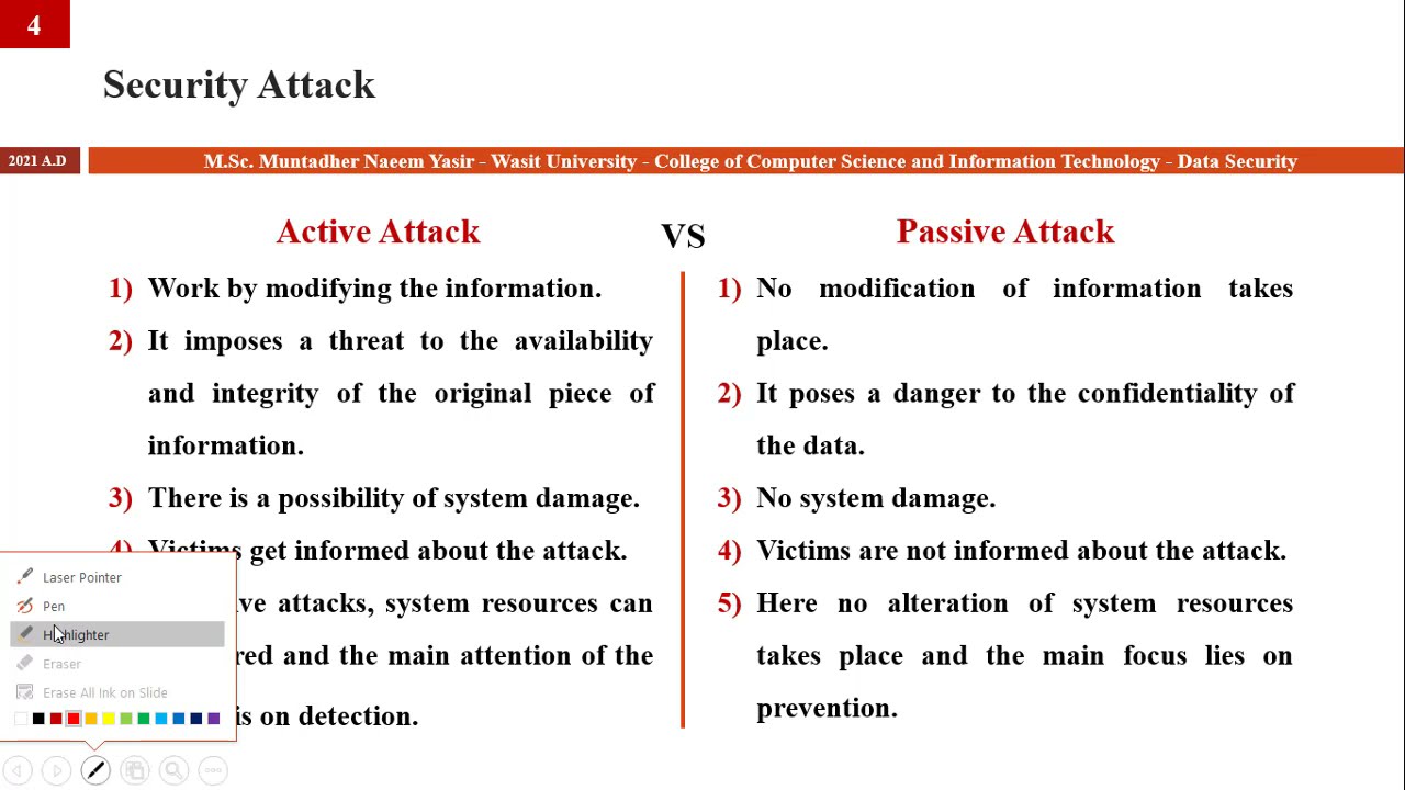 2.02 شرح الفرق بين Passive Attacks و Active Attacks