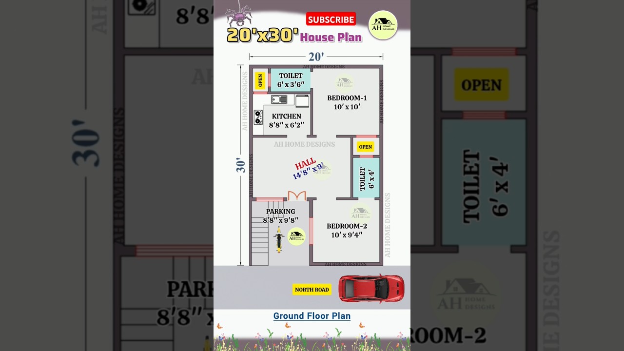 20x30 2BHK House Plan with Porch π‘