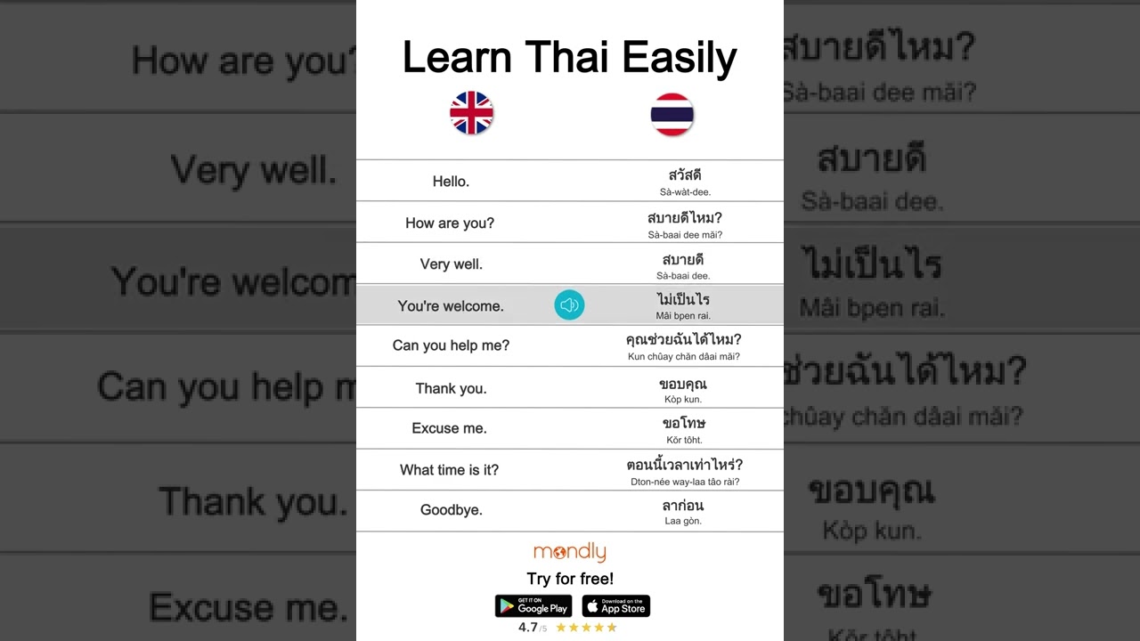 Learn Thai Quickly with Mondly 🇹🇭