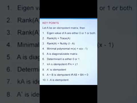 idempotent matrix properties #gateexam #tricks #math