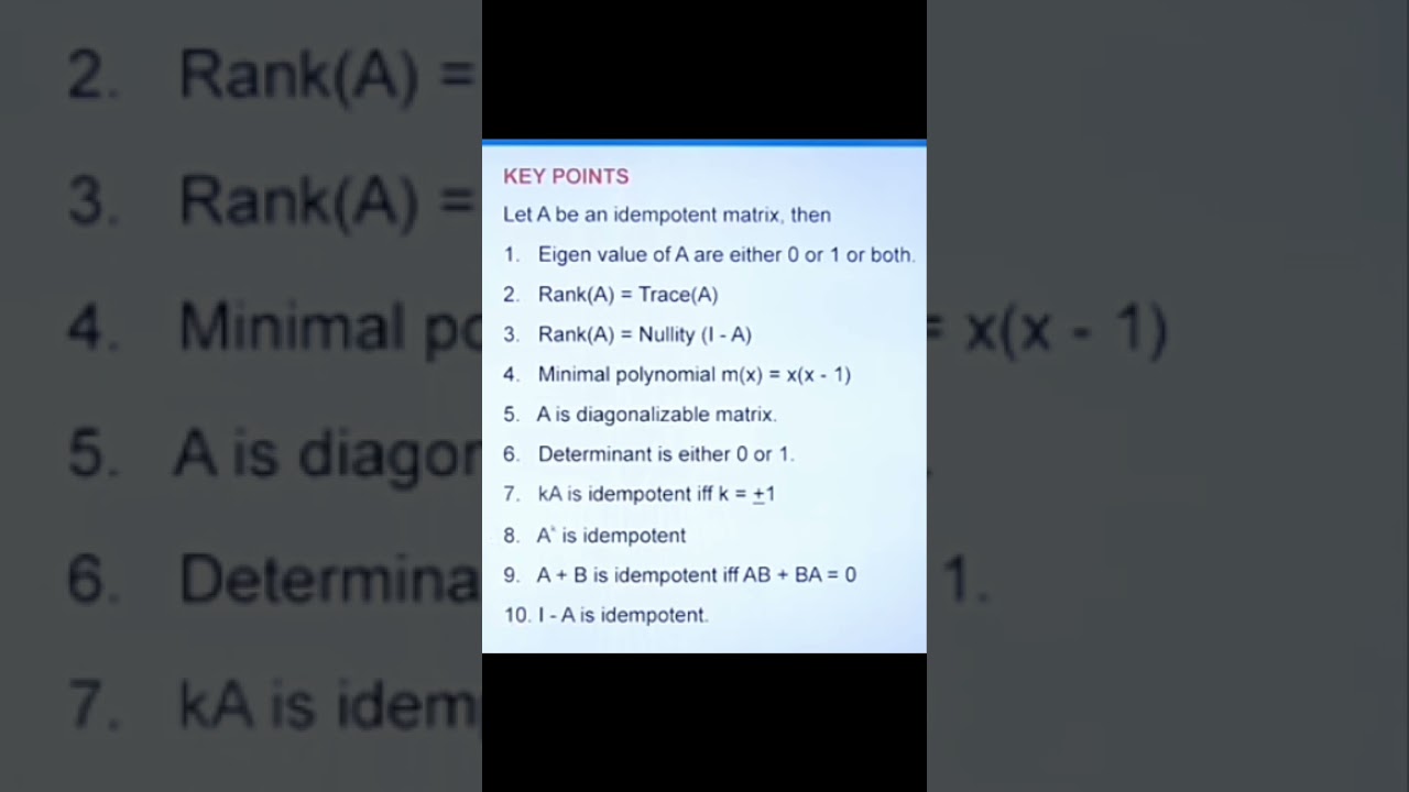 Mastering Idempotent Matrices: Key Properties & Tricks for Gate Exams ✨
