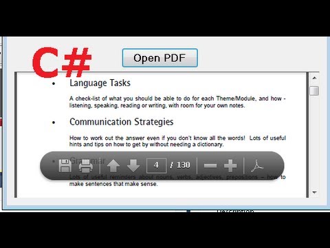 C# Tutorial 31:  How to open and show a PDF file inside the Form