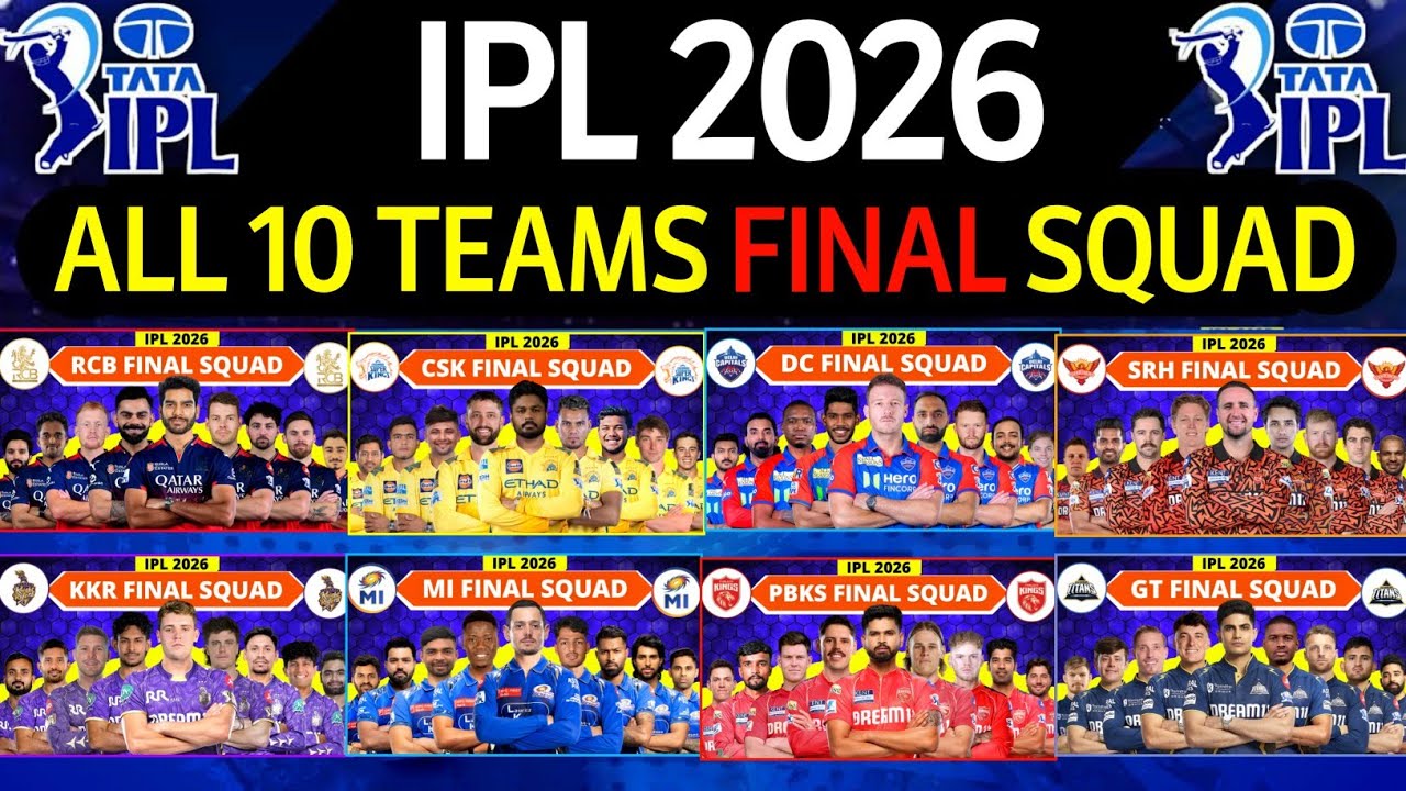 IPL 2026 Final Squad & Player List 🏏