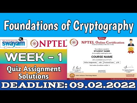 Foundations of Cryptography | NPTEL Assignment 1 | Week 1 | SWAYAM | Jan 2022