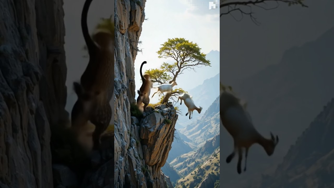 Leopard Chases Goats Off Cliff 🐐🦁