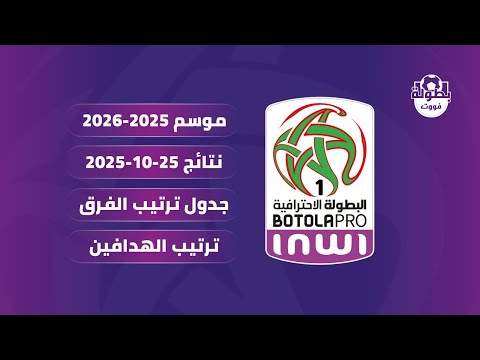 نتائج مباريات اليوم 25-10-2025 و ترتيب البطولة الوطنية الإحترافية إنوي 2025-2026 و ترتيب الهدافين