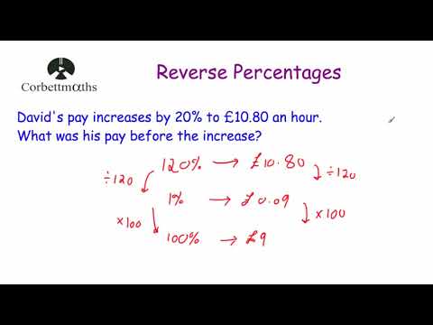 Reverse Percentages - Corbettmaths