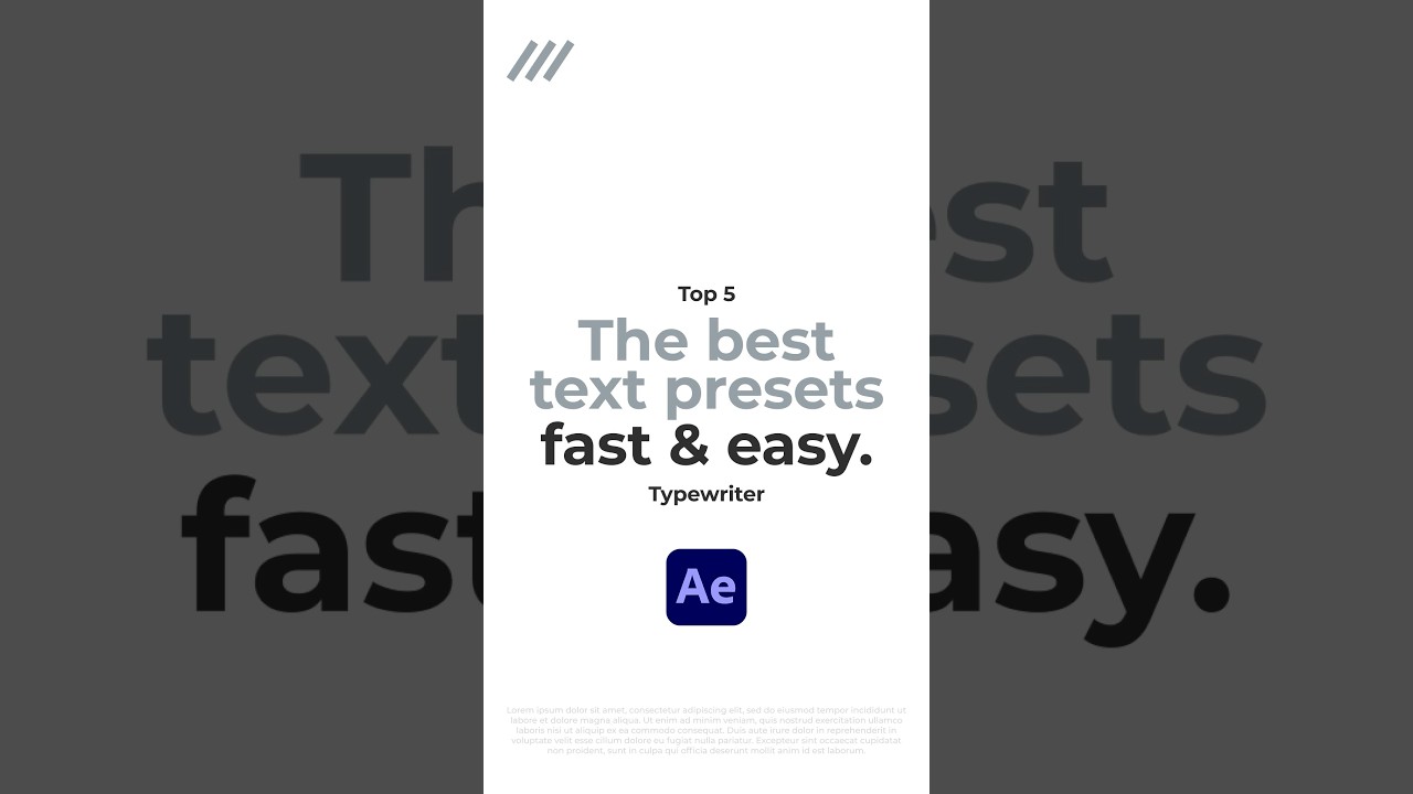 Top 5 After Effects Text Animation Presets π¬