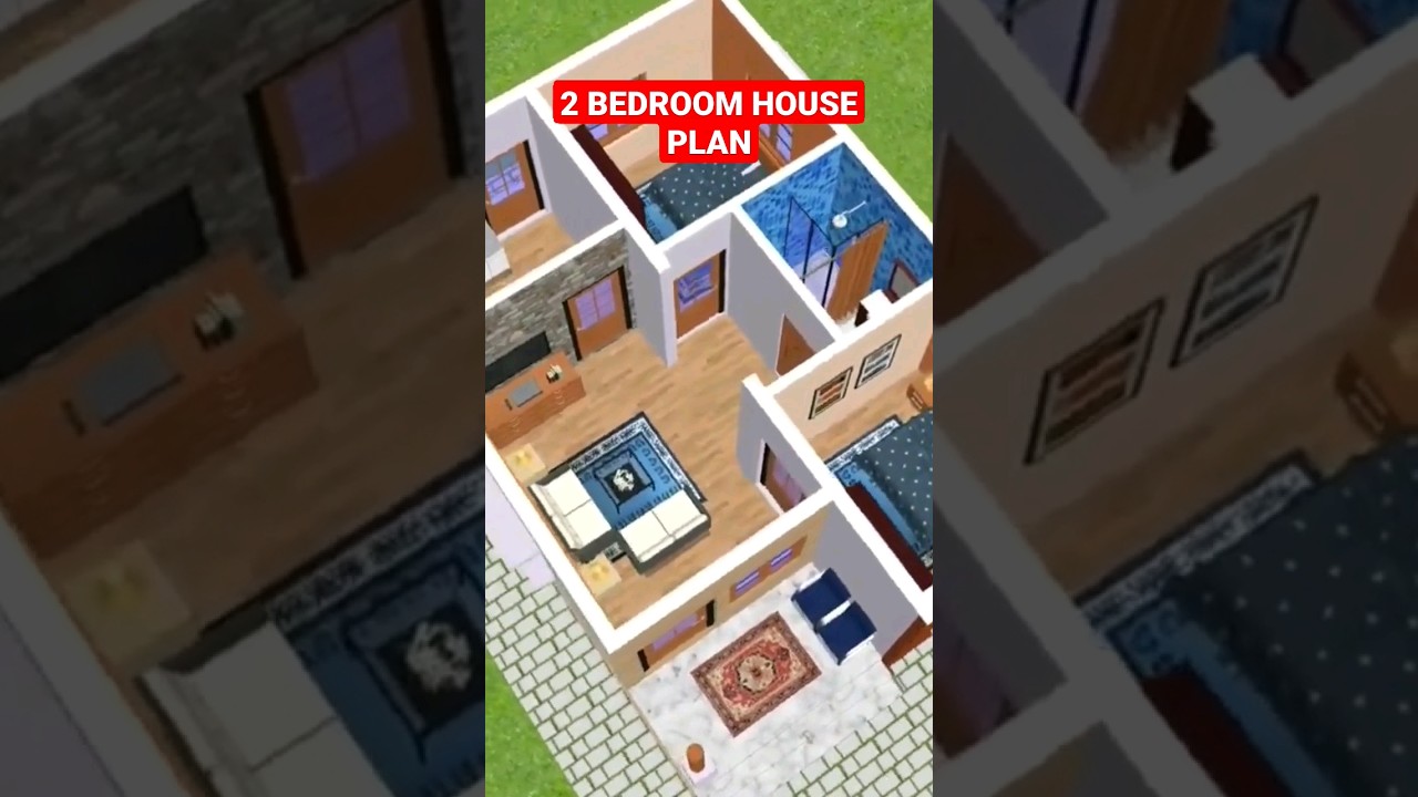 2-Bedroom House 3D Floor Plan Tour 🏡