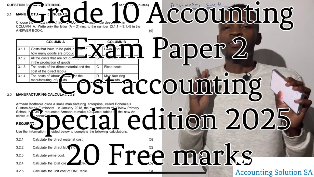 Grade 10 Accounting Term 4: Final Exam Paper 2 - Cost Accounting