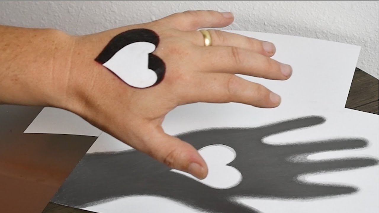 3D Hand Trick Art: Heart & Shadow Illusion 🎨