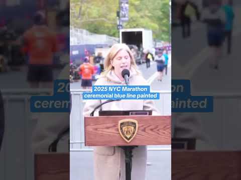 2025 NYC Marathon ceremonial blue line painted