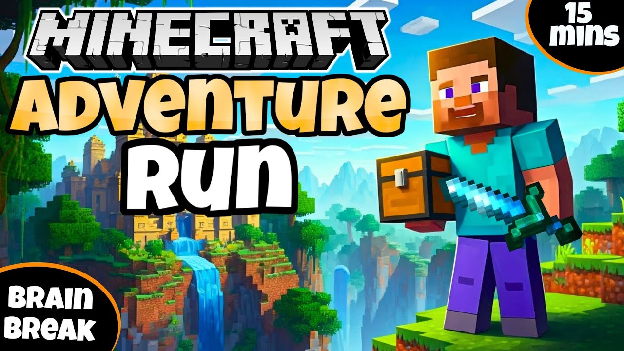 ๐ Minecraft Adventure Run๐ Fitness Run | Brain Break | GoNoodle Inspired