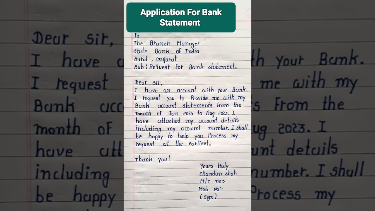 Guide to Writing an Application for Bank Statement