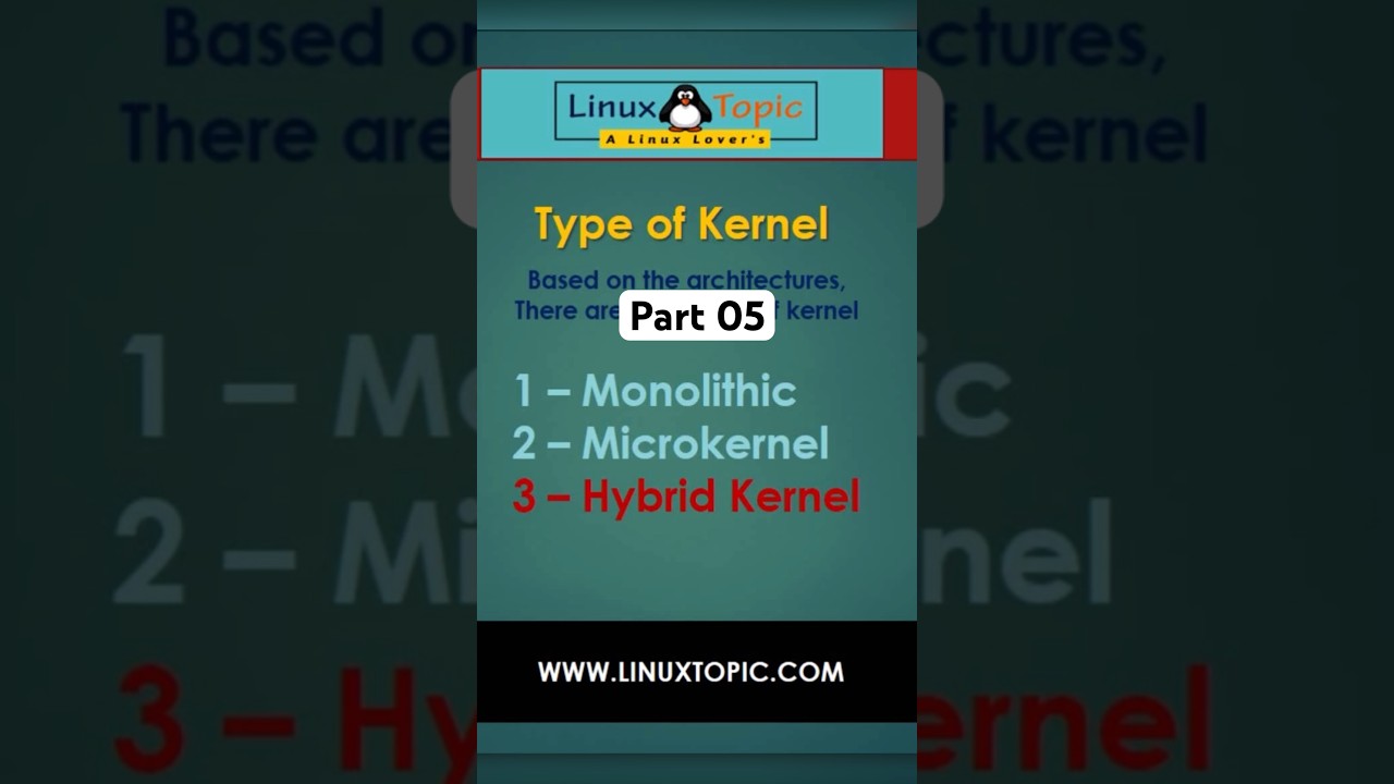 Linux Tutorial 2023: Type of Kernel, Hybrid Kernel #shorts #ytshorts #youtubeshorts#linuxtopic#linux