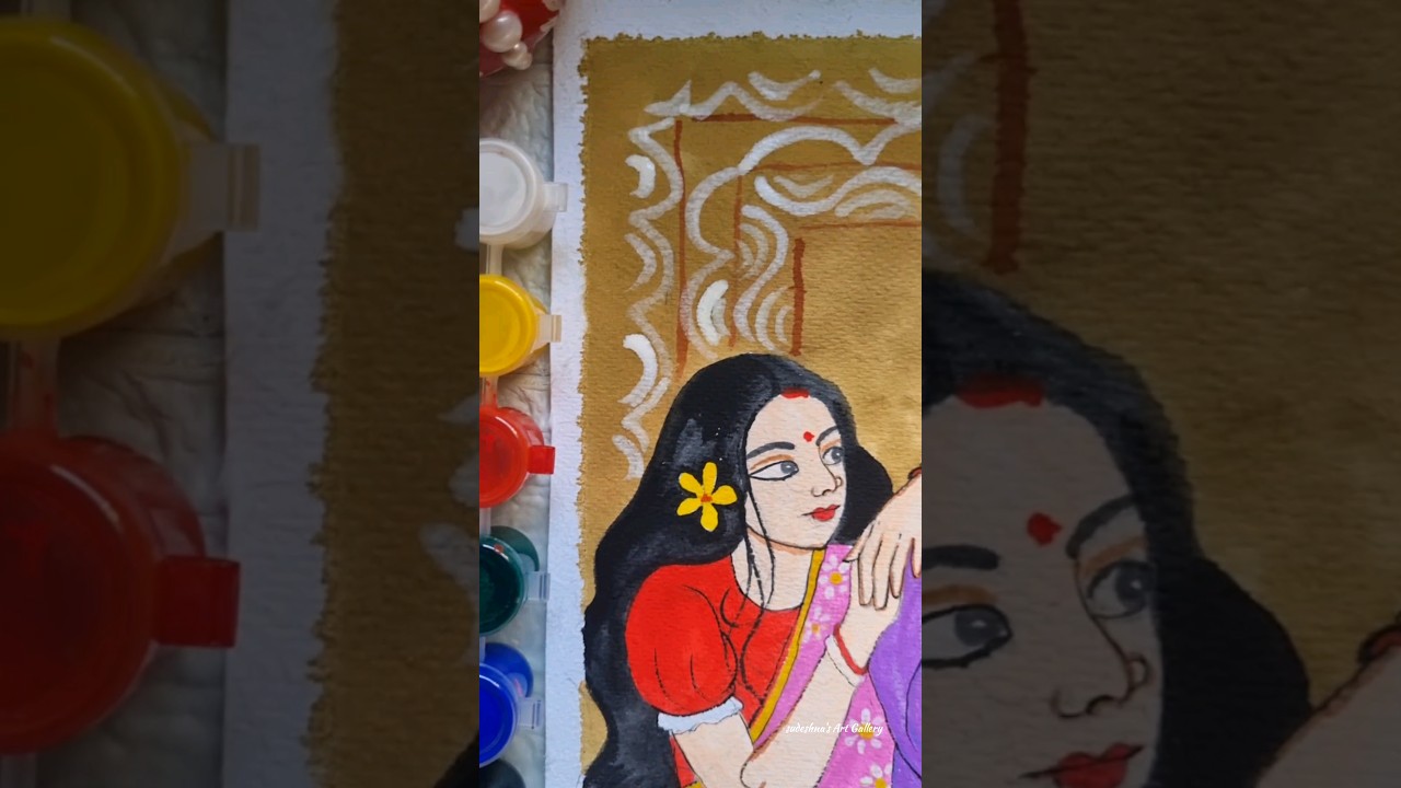 Bengali Couple Watercolor Drawing 🪷🦢