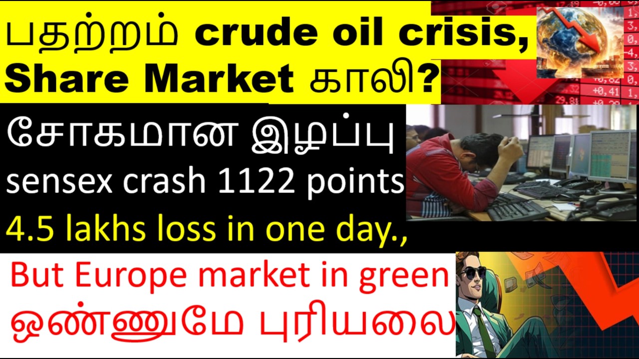 சோகம் 4.5 lakhs loss due to sensex crash , crude oil crisis share, infosys share, itc hotels share