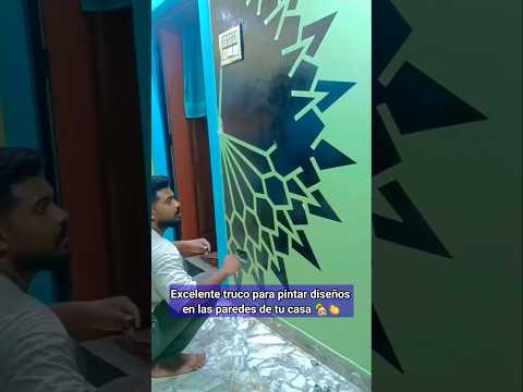 Truco para pintar diseños en las paredes de tu casa 🏡 #construction #painting #shorts #usa #mexico
