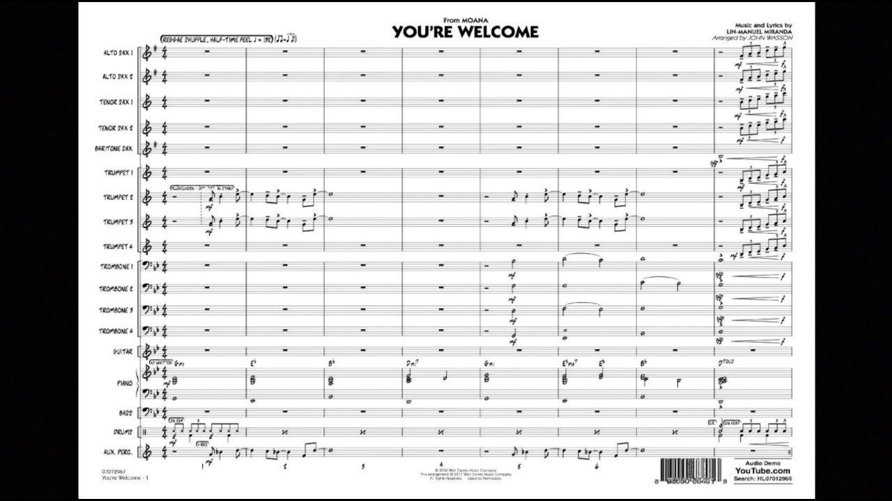 You're Welcome (from Moana) - Jazz Ensemble 🎶