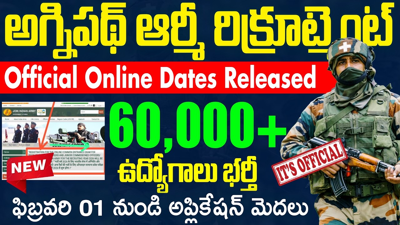 అగ్నిపథ్ ఆర్మీ రిక్రూట్మెంట్ 2026 | Online Apply Dates Released 2026| Agniveer ARMY 2026 in Telugu