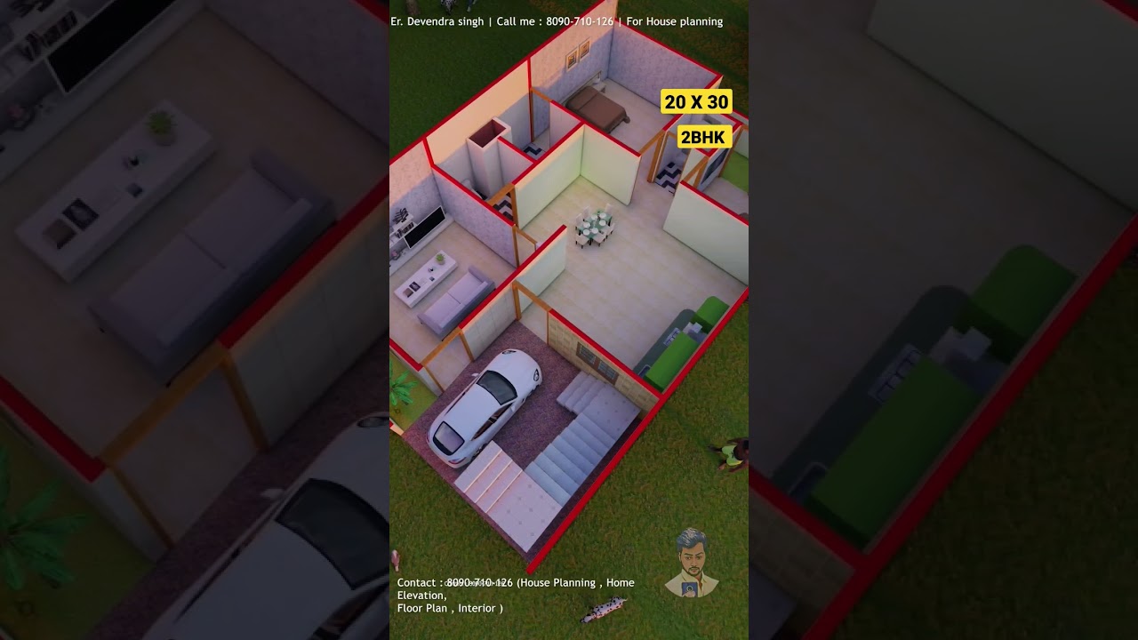 20x30 House Design - 600 sqft 🏡