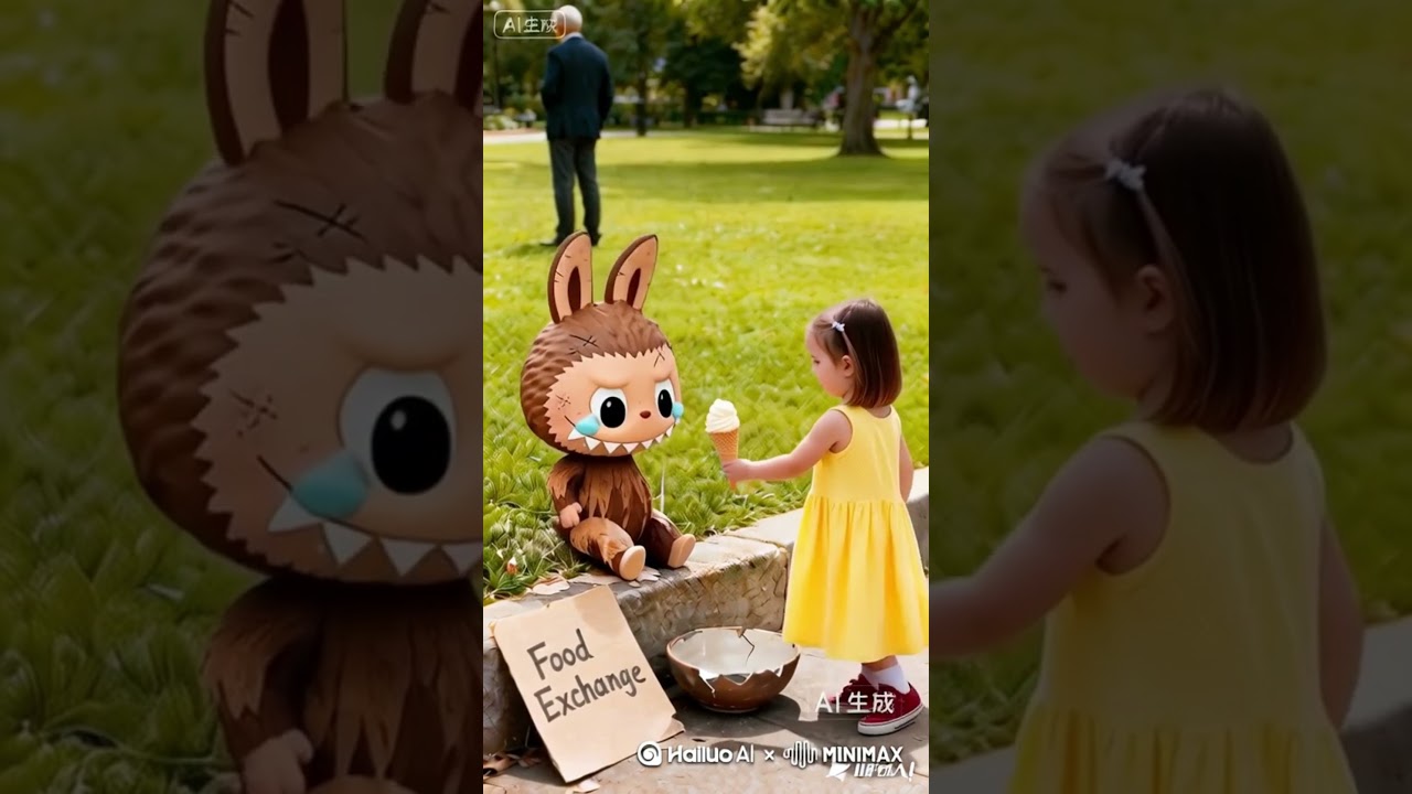 Touching Moment of Kindness: Labubu's Heartwarming Food Exchange 🥰