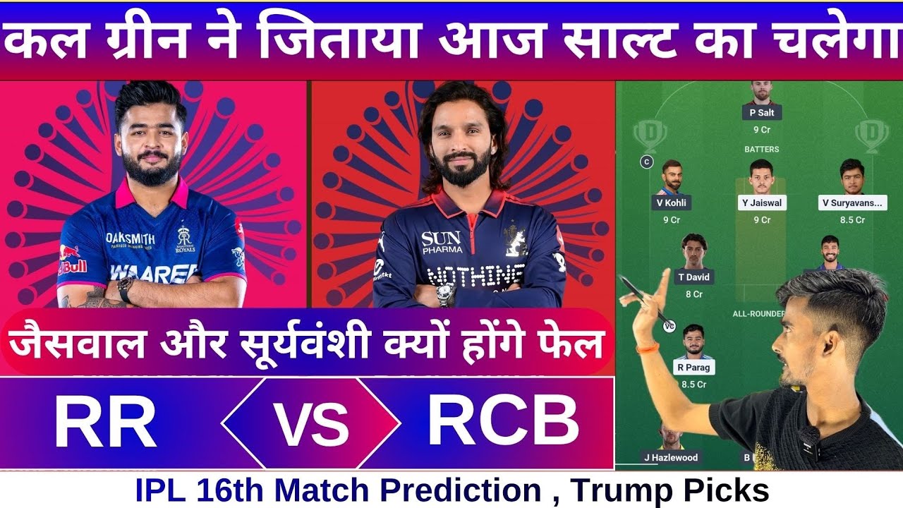 RR vs RCB IPL 16th Match Dream11 Team & Prediction