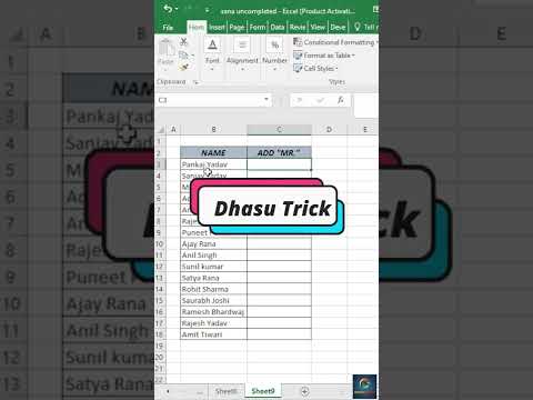 Add Mr. in Excel ||#shorts