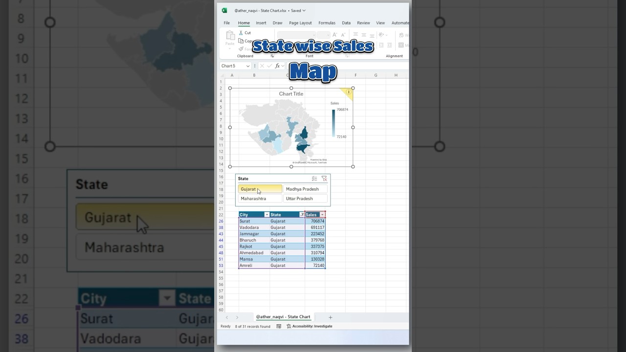 Unlock a Hidden Excel Map Chart Trick for State-Wise Sales 📊