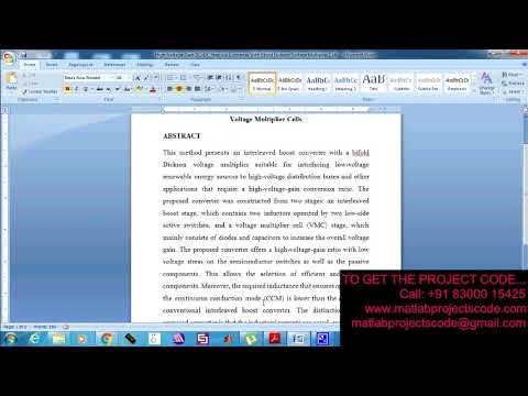 High Voltage Gain DC–DC Step Up Converter With Bifold Dickson Voltage Multiplier Cells-2019-20