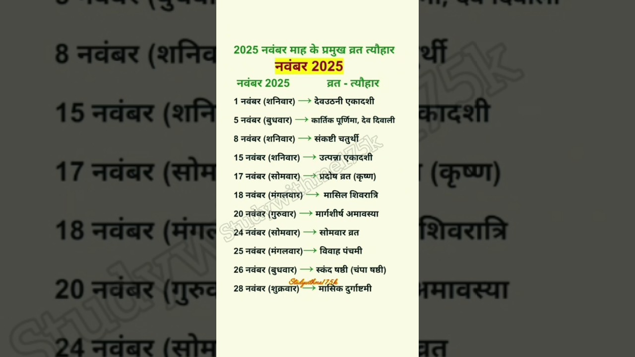 November 2025 Festival Calendar & List of Major Celebrations 🎉