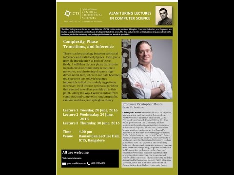 Complexity, Phase Transitions, and Inference by Cristopher Moore (part 1)