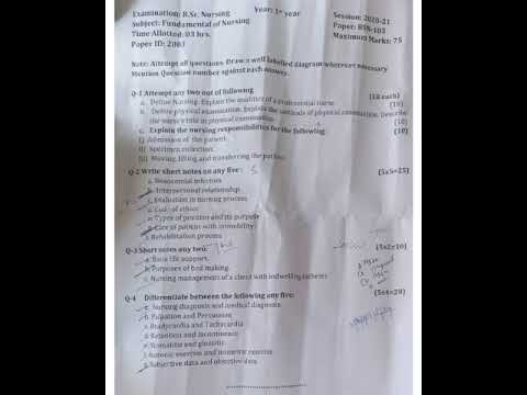 1st Year Nursing PYQ: Fundamentals of Nursing 📄