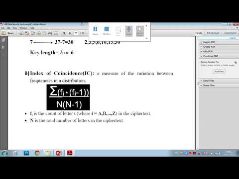 المحاضره السادسه   data security  Kasiski method and Index of Coincidence IC