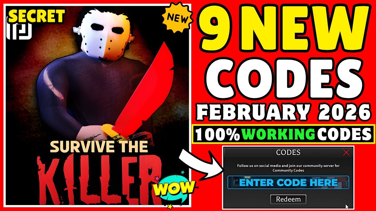 Roblox Survive the Killer Codes - February 2026 🎮