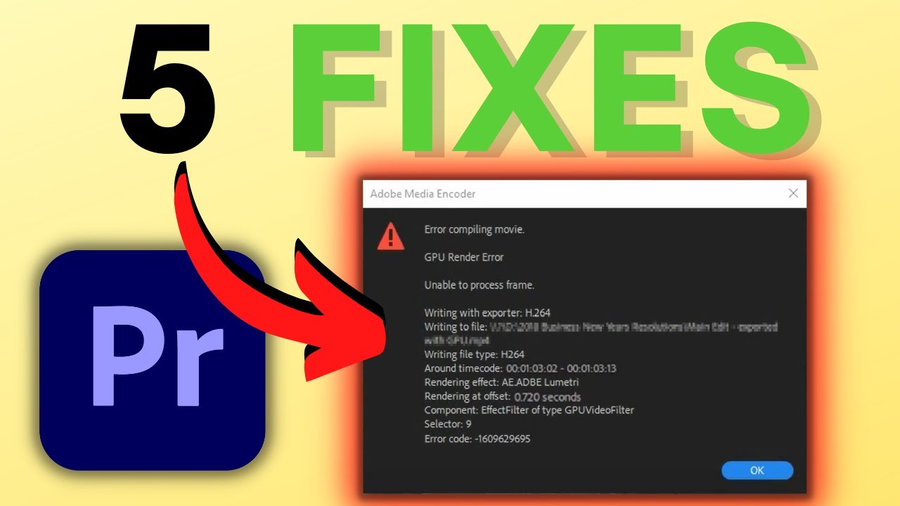 Premiere Pro GPU Render Error -1609629695 & Fixes