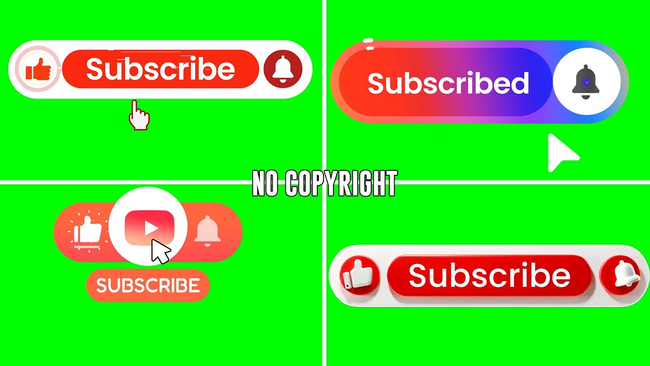4K subscribe green screen || subscribe bell intro no copyright