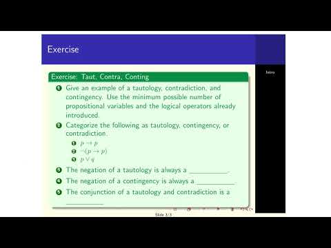 Discrete Math - 0014: Truth-functional Tautologies, Contingencies, and Contradictions