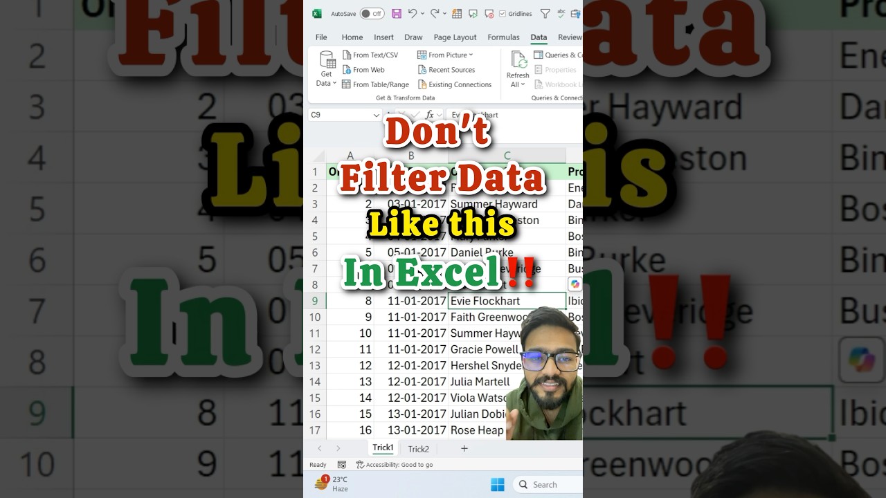 Quick Data Filtering Trick in Excel β‘