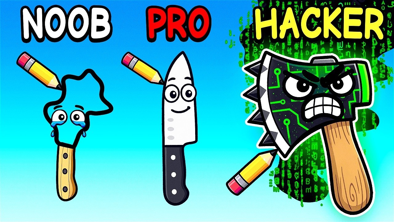 Draw Knife: Noob, Pro & Hacker Showdown 👕