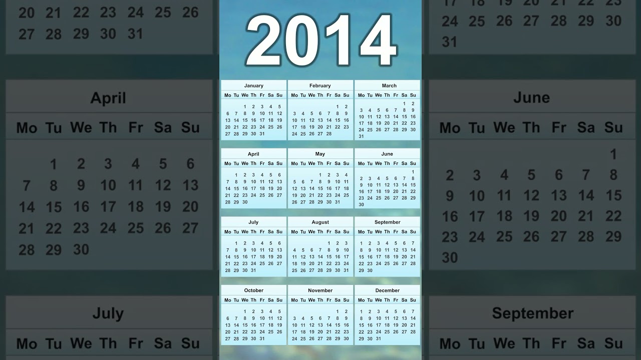 2014 Calendar & Monthly View 📅