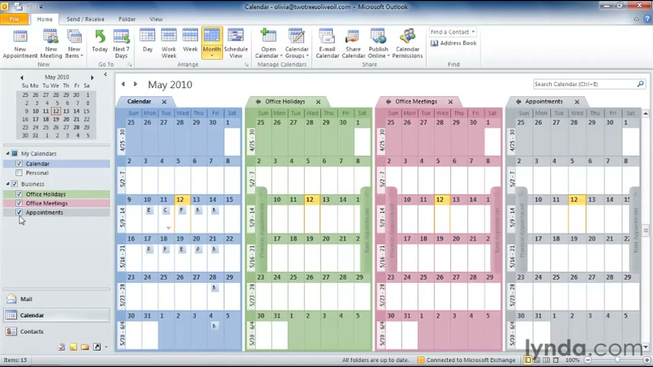 Outlook Tutorial - How to work with multiple calendars